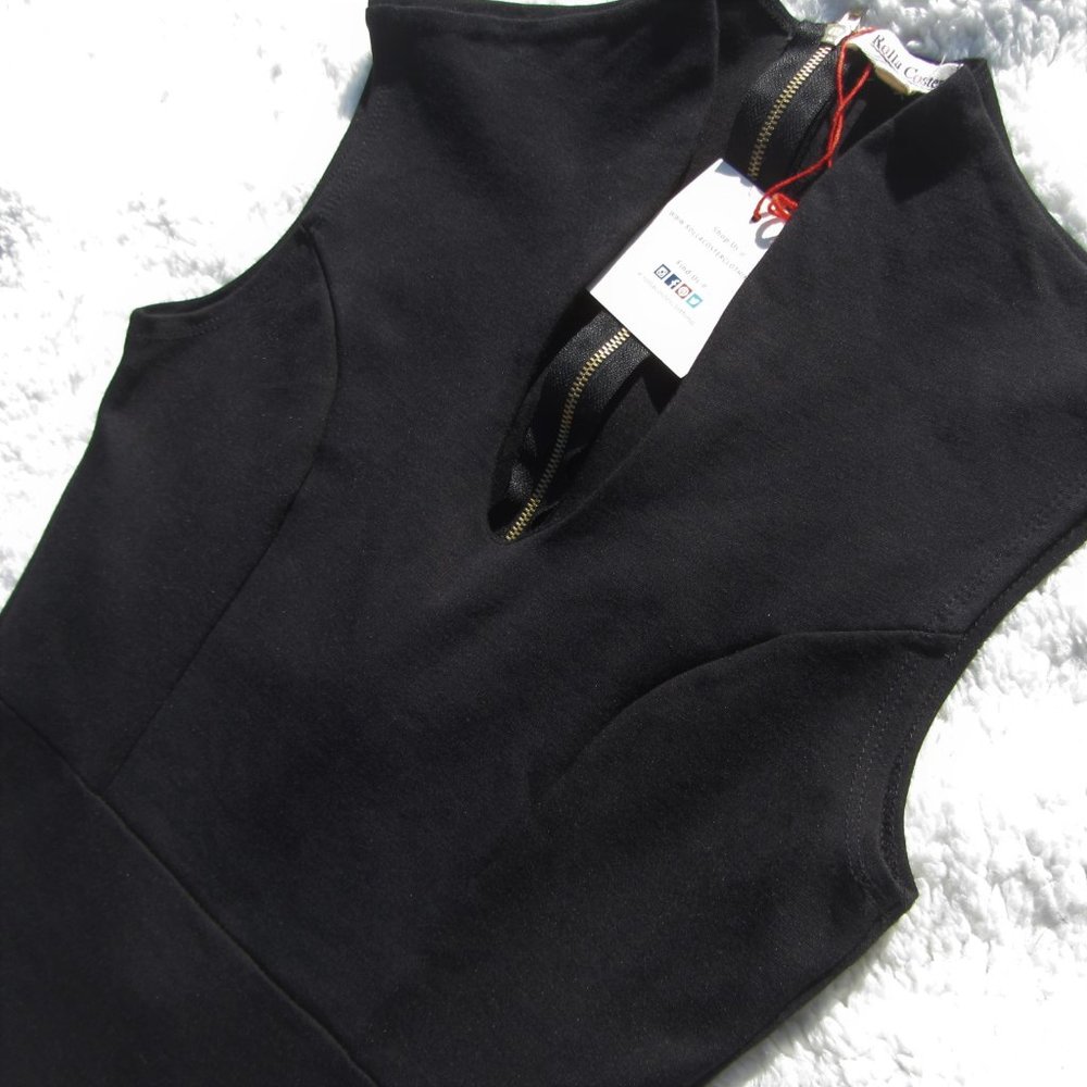 NWT RollaCoster Black Midi Bodycon Dress Size M